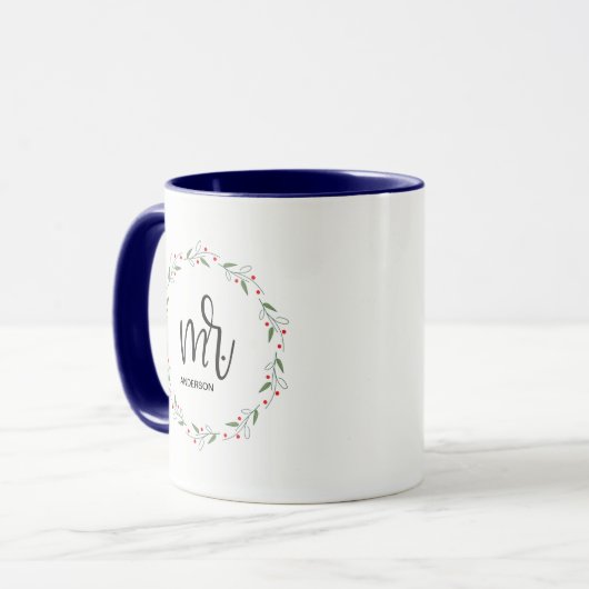 "Union des fêtes : 'M.' Mug à deux tons de couronn (Devant gauche)