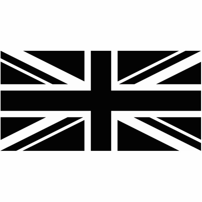 Union Jack ~ Black en White Fotobeeldje Sleutelhanger (Voorkant)