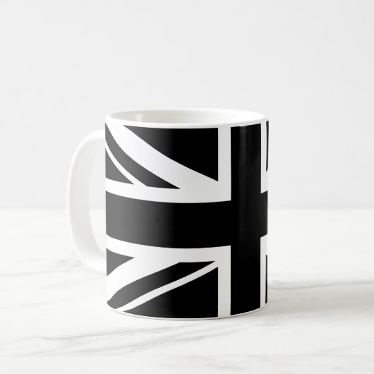 Union Jack ~ Black en White Koffiemok (Voorkant links)