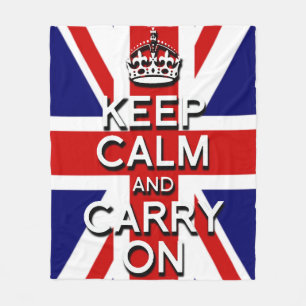 Union Jack blijf kalm en ga door Fleece Deken