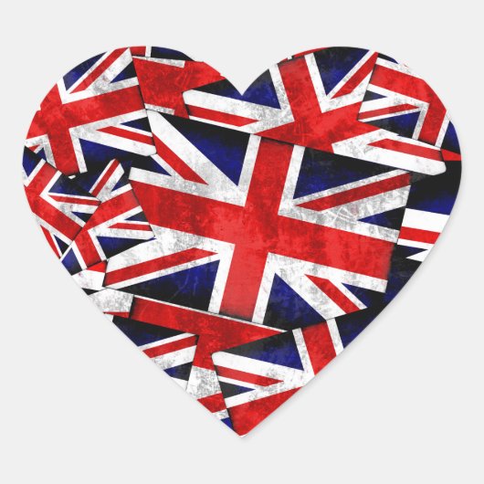 Union Jack British England Vlag Hart Sticker (Voorkant)