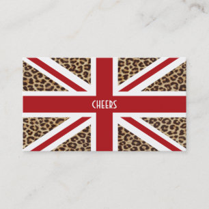 Union Jack British Flag met Cheetah Print Visitekaartje
