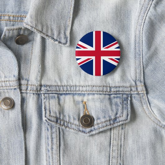 Union Jack British Flag Pin Button (In situ)