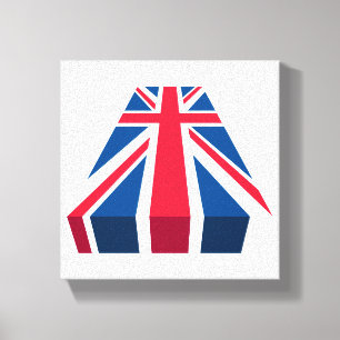 Union Jack, Britse vlag in 3D Canvas Afdruk