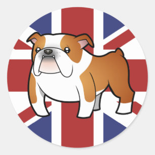 Union Jack Cartoon English Bulldog Ronde Sticker