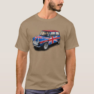 Union Jack Classic Mini Car op Tan T-Shirt