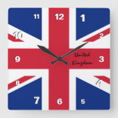 Union Jack Clock, patriottisch thuis UK, Britse vl Vierkante Klok (Voorkant)