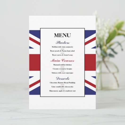 Union Jack Drapeau British Mariage Menu (Debout devant)