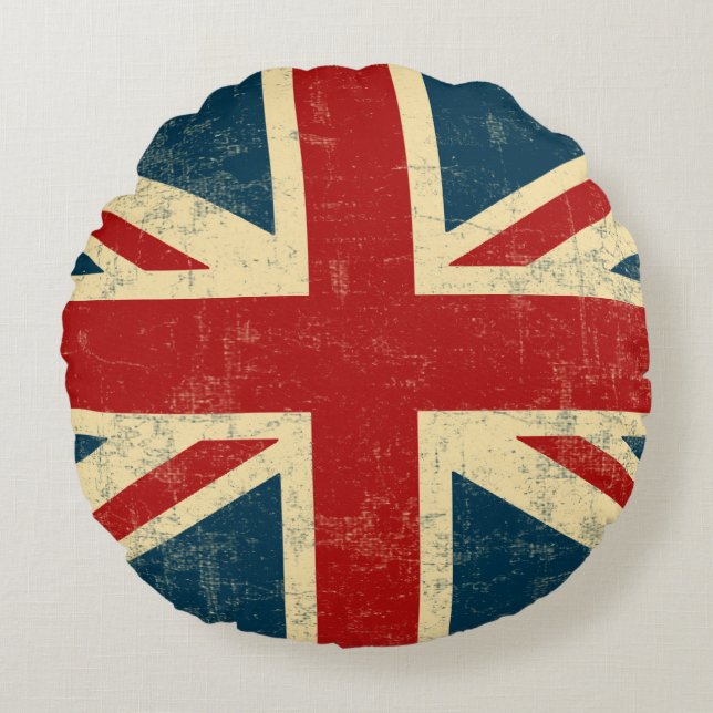 Union Jack  Faded Rond Kussen (Voorkant)