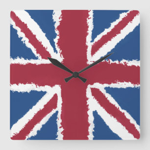 Union Jack Flag Art van Heva Weva Vierkante Klok