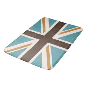 Union Jack/Flag Blauwgroen Bruin Goud Cream Badmat