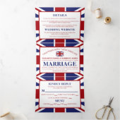 Union Jack Flag, Britse bruiloftssuite Drieluik Uitnodiging (Binnen)