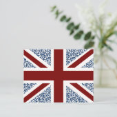 Union Jack Flag Calico Floral Pattern Briefkaart (Staand voorkant)