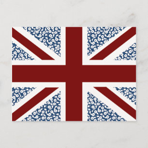 Union Jack Flag Calico Floral Pattern Briefkaart