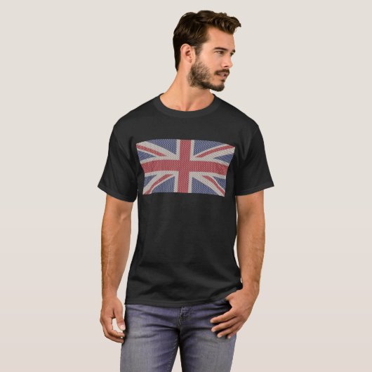 Union Jack Flag Fishnet Pattern T-Shirt (Voorkant volledig)