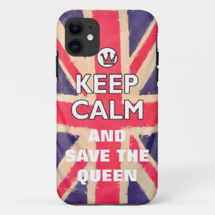 UNION JACK FLAG grunge / KEEP CALM + jouw tekst iPhone 11 Hoesje