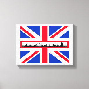 Union Jack Flag London Skyline Canvas Afdruk