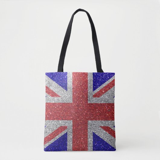 Union Jack Flag of United Kingdom Glitter Draagtas (Voorkant)