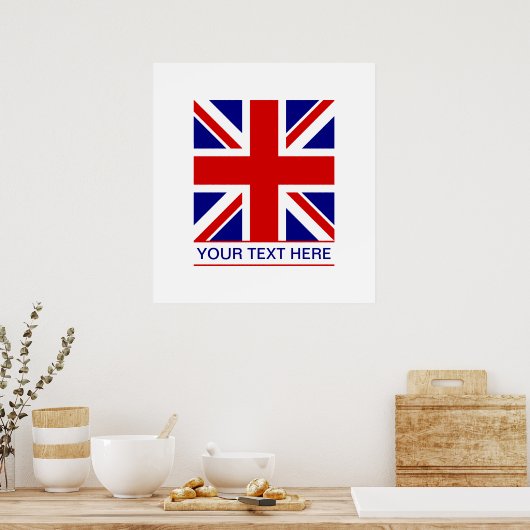 Union Jack Flag Plus Jouw tekst Poster (Keuken)