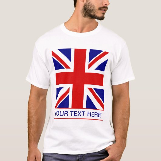 Union Jack Flag Plus Jouw tekst T-shirt (Voorkant)