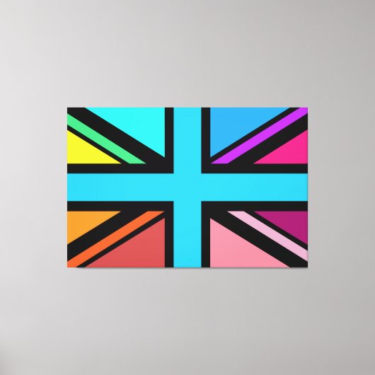 Union Jack/Flag veelkleurig + zwart ontwerp Canvas Afdruk (Voorkant)