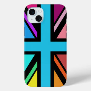Union Jack/Flag veelkleurig + zwart ontwerp iPhone 15 Mini Hoesje