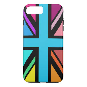 Union Jack/Flag veelkleurig + zwart ontwerp iPhone 8 Plus / 7 Plus Hoesje