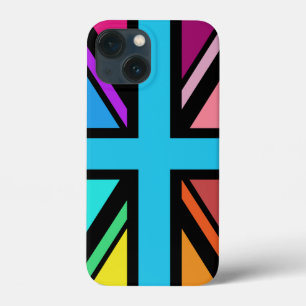 Union Jack/Flag veelkleurig + zwart ontwerp iPhone 13 Mini Hoesje