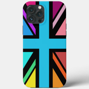 Union Jack/Flag veelkleurig + zwart ontwerp iPhone 13 Pro Max Hoesje