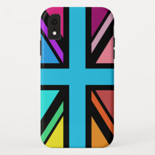 Union Jack/Flag veelkleurig + zwart ontwerp iPhone XR Hoesje