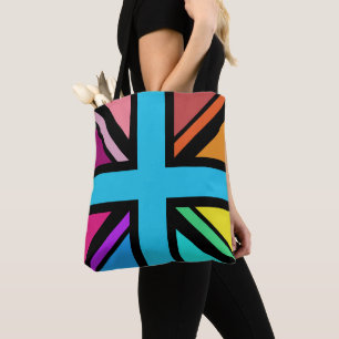 Union Jack/Flag veelkleurig + zwart ontwerp Draagtas