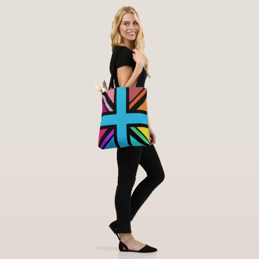 Union Jack/Flag veelkleurig + zwart ontwerp Draagtas (Op model)