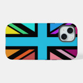 Union Jack/Flag veelkleurig + zwart ontwerp iPhone 15 Hoesje (Achterkant horizontaal)
