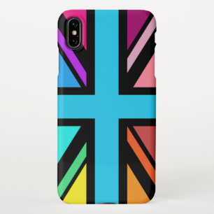 Union Jack/Flag veelkleurig + zwart ontwerp iPhone XS Max Hoesje