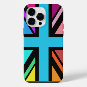 Union Jack/Flag veelkleurig + zwart ontwerp iPhone 14 Pro Max Hoesje