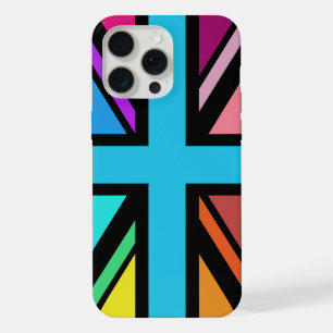 Union Jack/Flag veelkleurig + zwart ontwerp iPhone 15 Pro Max Hoesje