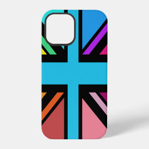 Union Jack/Flag veelkleurig + zwart ontwerp iPhone 12 Pro Hoesje