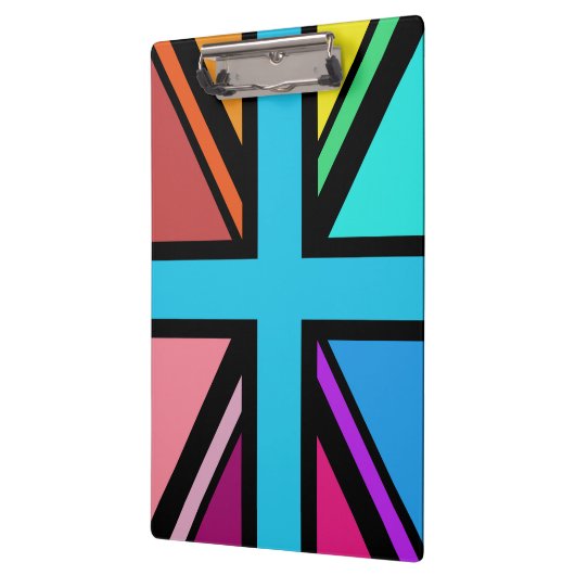 Union Jack/Flag veelkleurig + zwart ontwerp Klembord (Links)