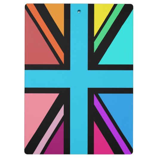 Union Jack/Flag veelkleurig + zwart ontwerp Klembord (Achterkant)