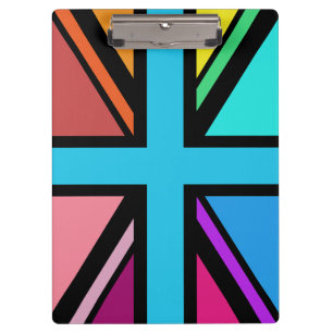Union Jack/Flag veelkleurig + zwart ontwerp Klembord