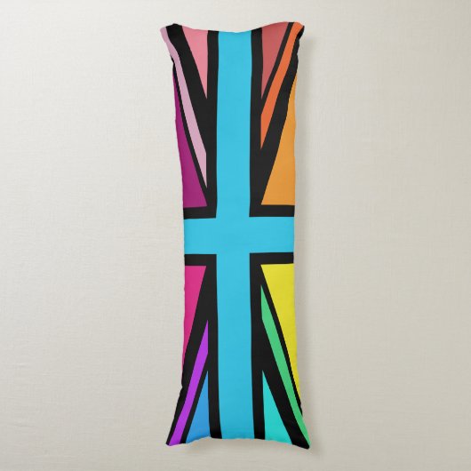 Union Jack/Flag veelkleurig + zwart ontwerp Lichaamskussen (Voorkant Verticaal)