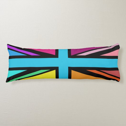 Union Jack/Flag veelkleurig + zwart ontwerp Lichaamskussen (Voorkant)