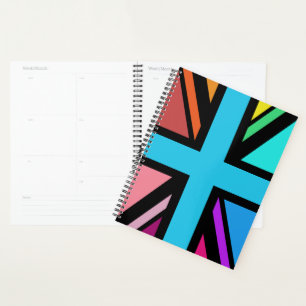 Union Jack/Flag veelkleurig + zwart ontwerp Planner