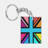 Union Jack/Flag veelkleurig + zwart ontwerp Sleutelhanger (Voorkant Links)
