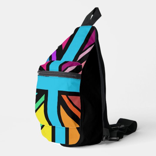 Union Jack/Flag veelkleurig + zwart ontwerp Sling Bag (Rechterhoek)