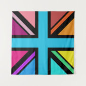 Union Jack/Flag veelkleurig + zwart ontwerp Wandkleed (Voorkant)