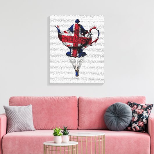 Union Jack Flying Teapot Canvas Afdruk (Insitu (Woonkamer))
