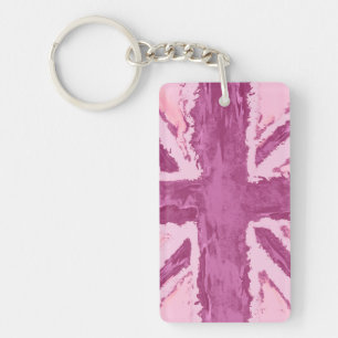 Union Jack geschilderd UK Art Plum Sleutelhanger