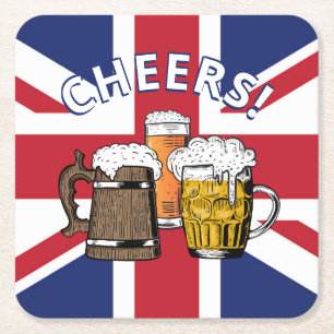 UNION JACK Great British Beer Vierkante Kartonnen Onderzetter