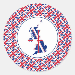 UNION JACK Groot-Brittannië - Vlaggenkaart patriot Ronde Sticker